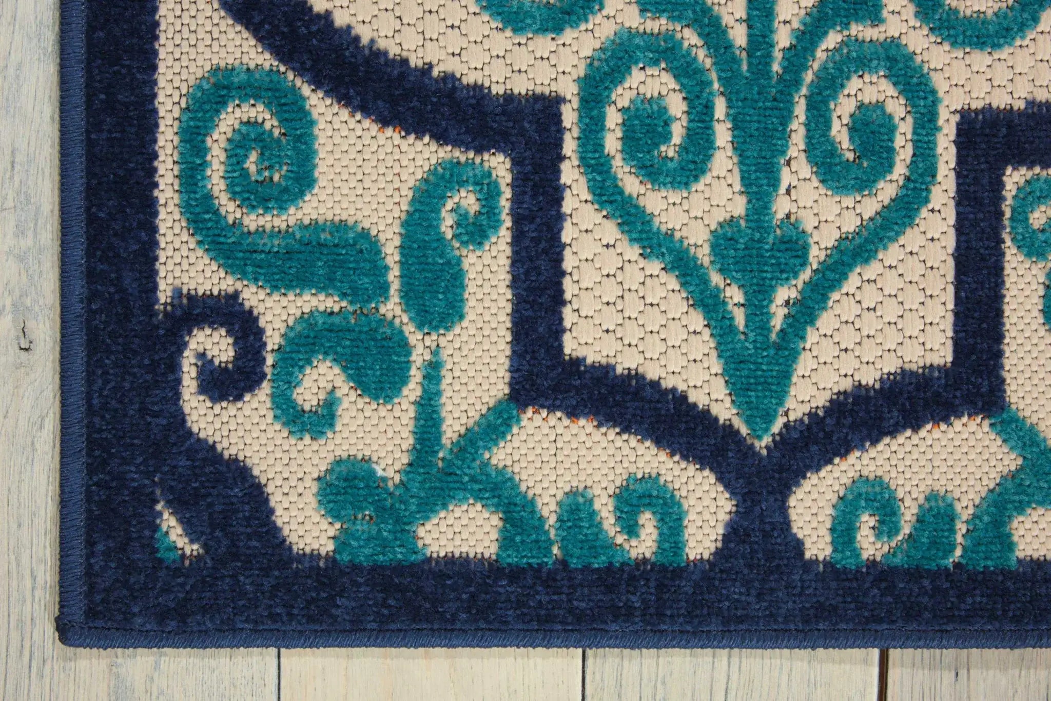 10' X 13' Navy Ikat Non Skid Indoor Outdoor Area Rug - Homeroots - Flyclothing LLC