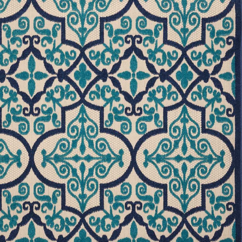 10' X 13' Navy Ikat Non Skid Indoor Outdoor Area Rug - Homeroots - Flyclothing LLC