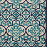 10' X 13' Navy Ikat Non Skid Indoor Outdoor Area Rug - Homeroots