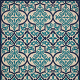 10' X 13' Navy Ikat Non Skid Indoor Outdoor Area Rug - Homeroots - Flyclothing LLC