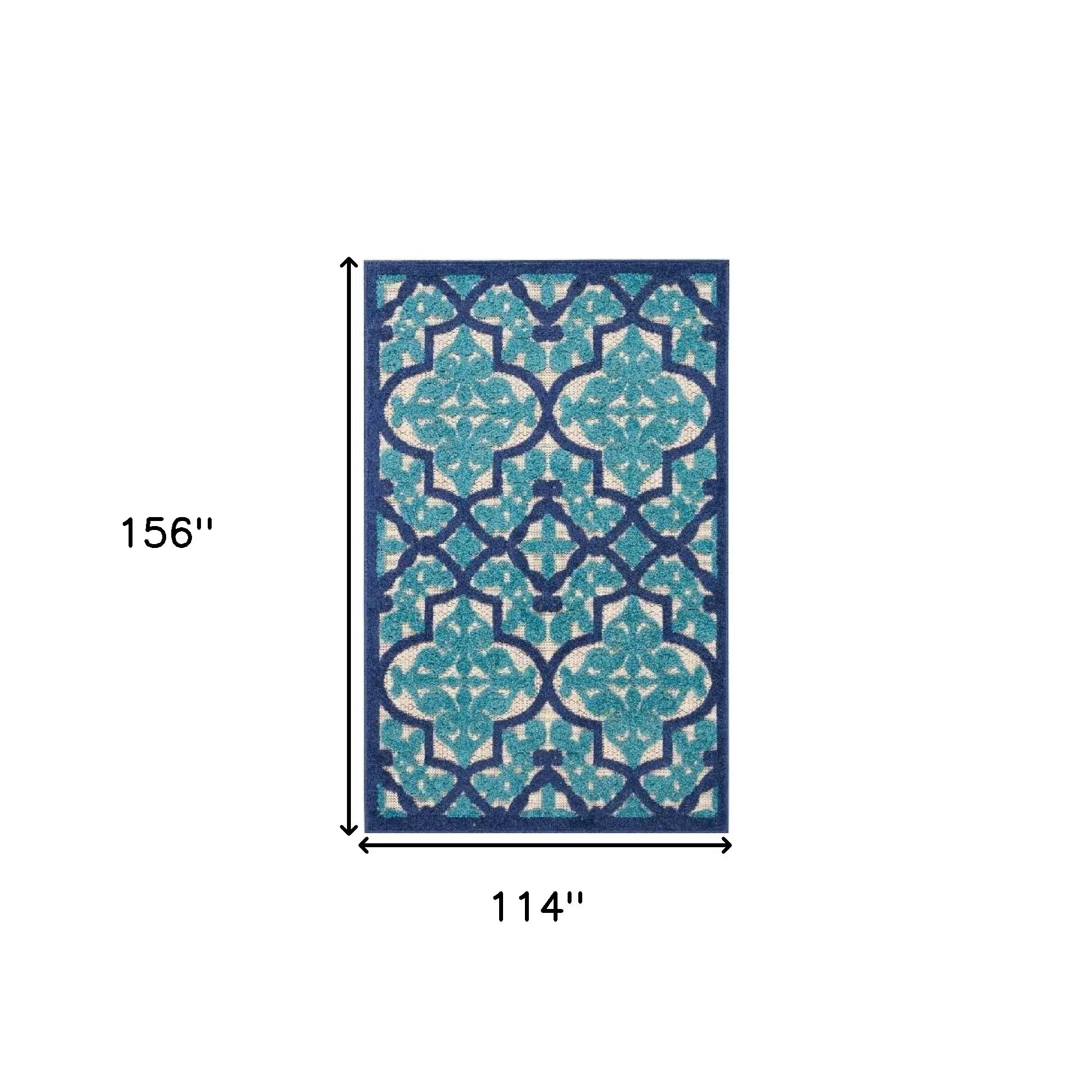 10' X 13' Navy Ikat Non Skid Indoor Outdoor Area Rug - Homeroots - Flyclothing LLC