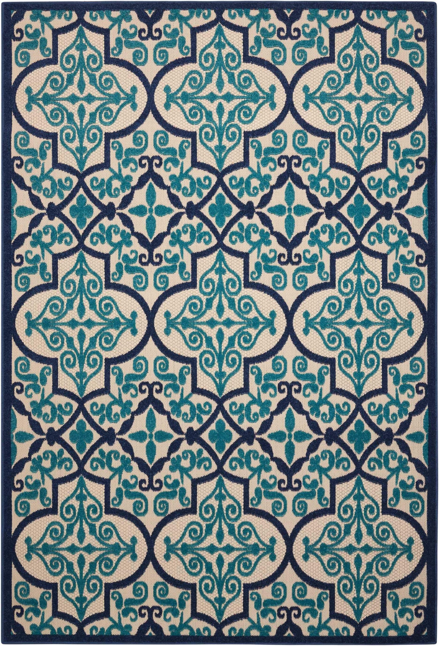 10' X 13' Navy Ikat Non Skid Indoor Outdoor Area Rug - Homeroots - Flyclothing LLC