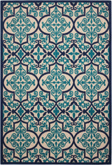 10' X 13' Navy Ikat Non Skid Indoor Outdoor Area Rug - Homeroots - Flyclothing LLC