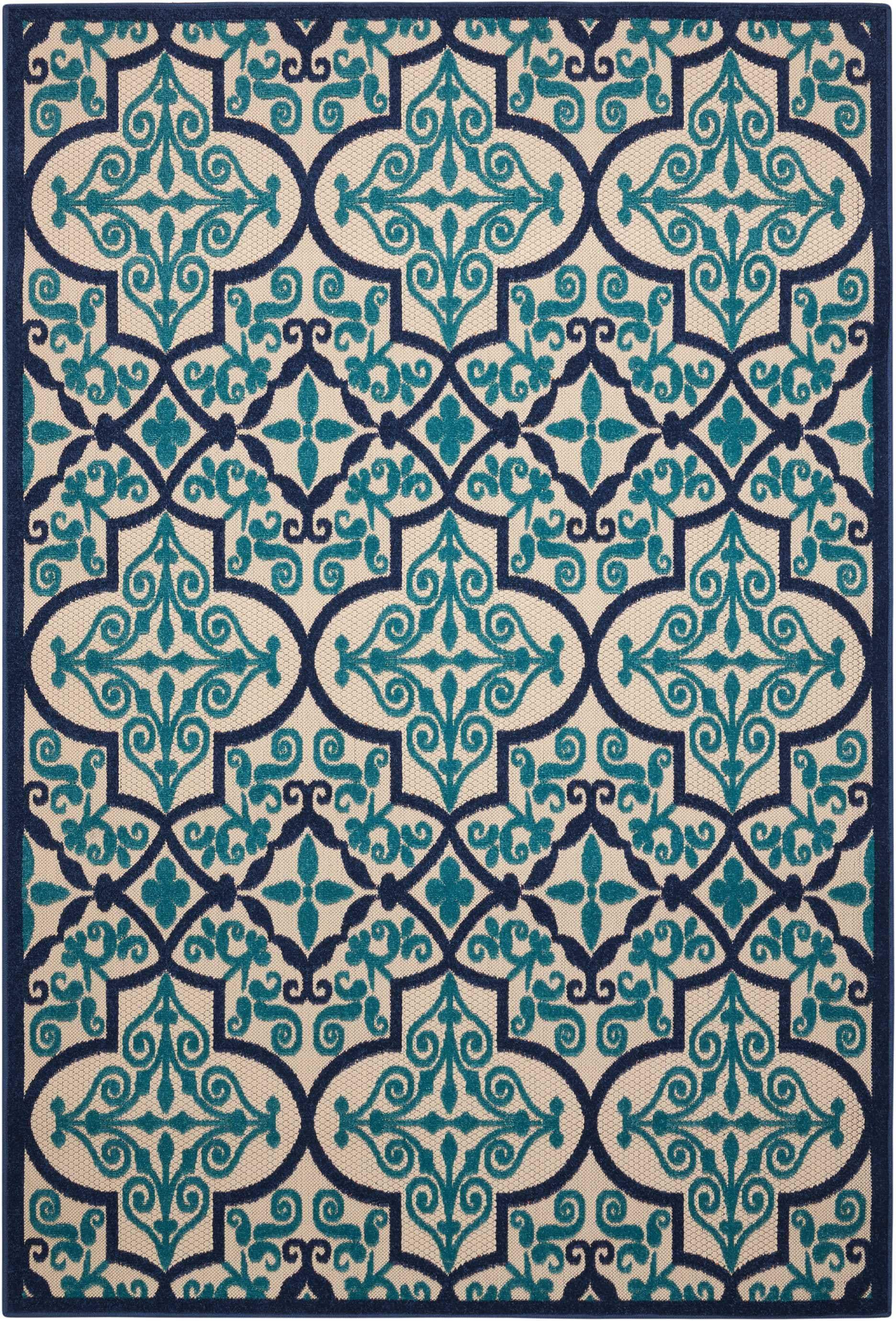 10' X 13' Navy Ikat Non Skid Indoor Outdoor Area Rug - Homeroots - Flyclothing LLC