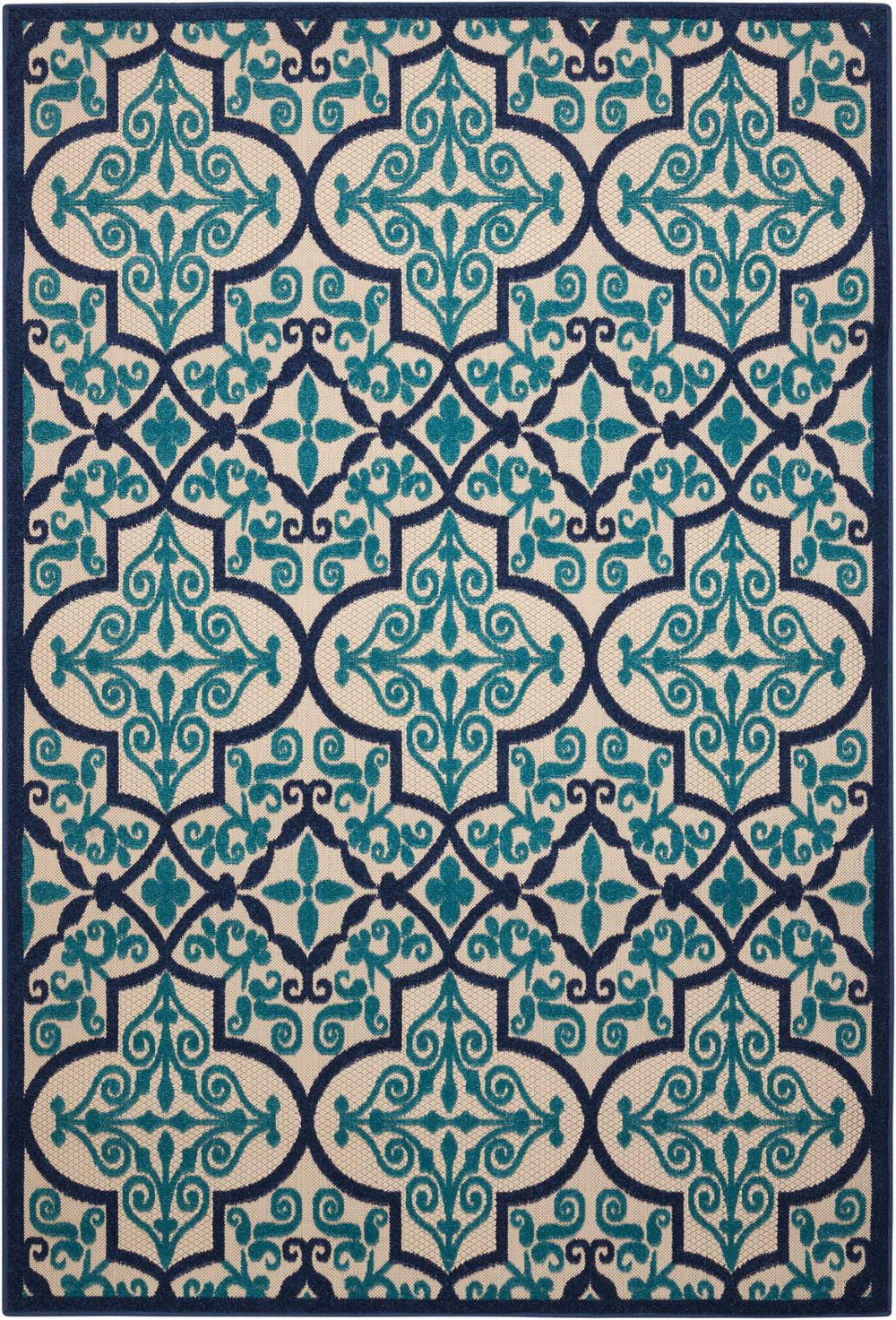 10' X 13' Navy Ikat Non Skid Indoor Outdoor Area Rug - Homeroots