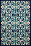 10' X 13' Navy Ikat Non Skid Indoor Outdoor Area Rug - Homeroots