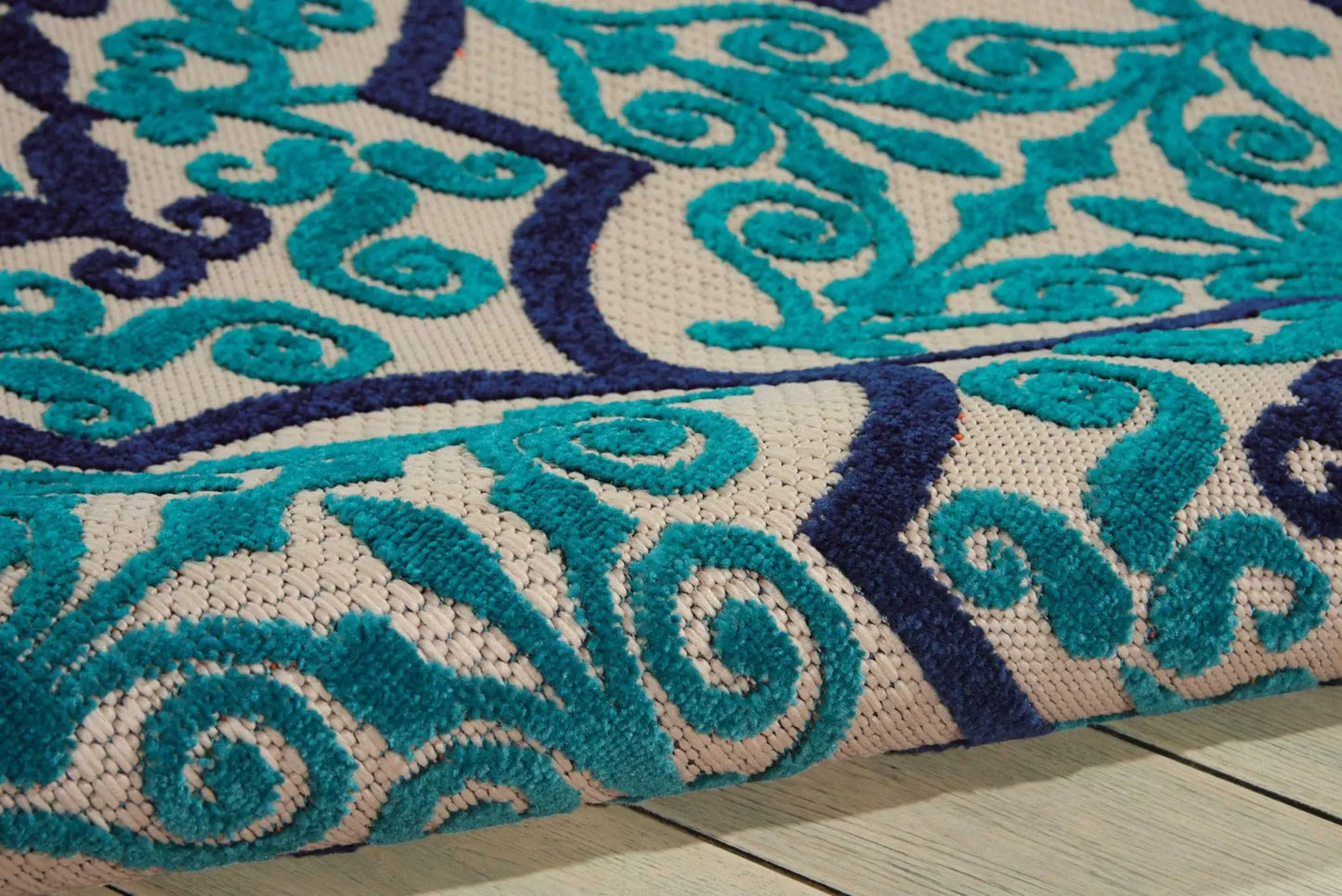 10' X 13' Navy Ikat Non Skid Indoor Outdoor Area Rug - Homeroots - Flyclothing LLC