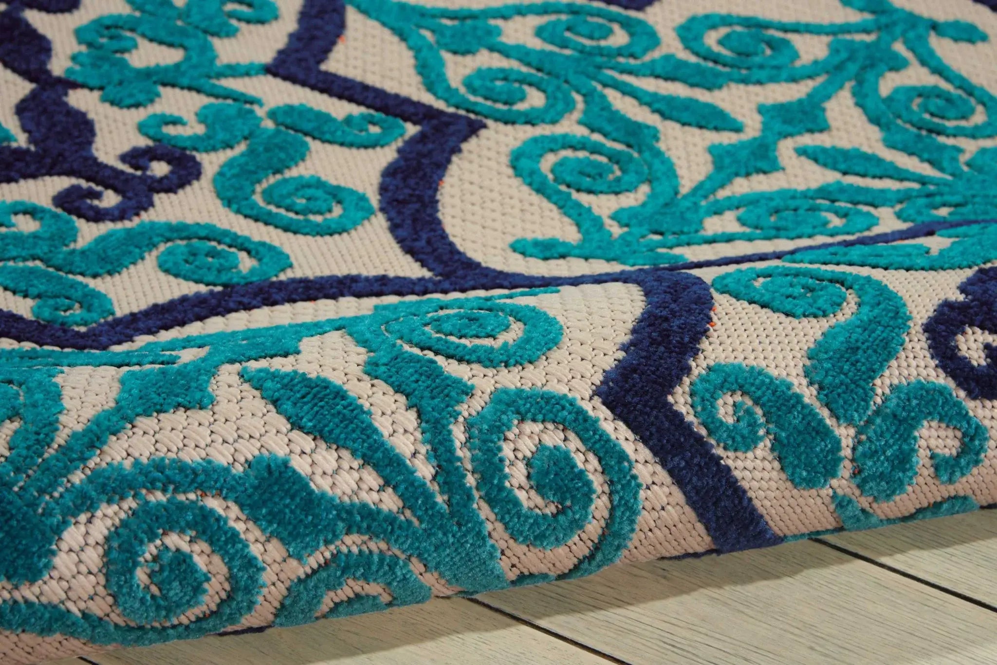 10' X 13' Navy Ikat Non Skid Indoor Outdoor Area Rug - Homeroots - Flyclothing LLC