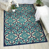 10' X 13' Navy Ikat Non Skid Indoor Outdoor Area Rug - Homeroots - Flyclothing LLC