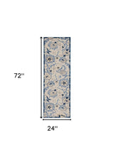 2' X 6' Blue And Grey Toile Non Skid Indoor Outdoor Runner Rug - Homeroots - Flyclothing LLC