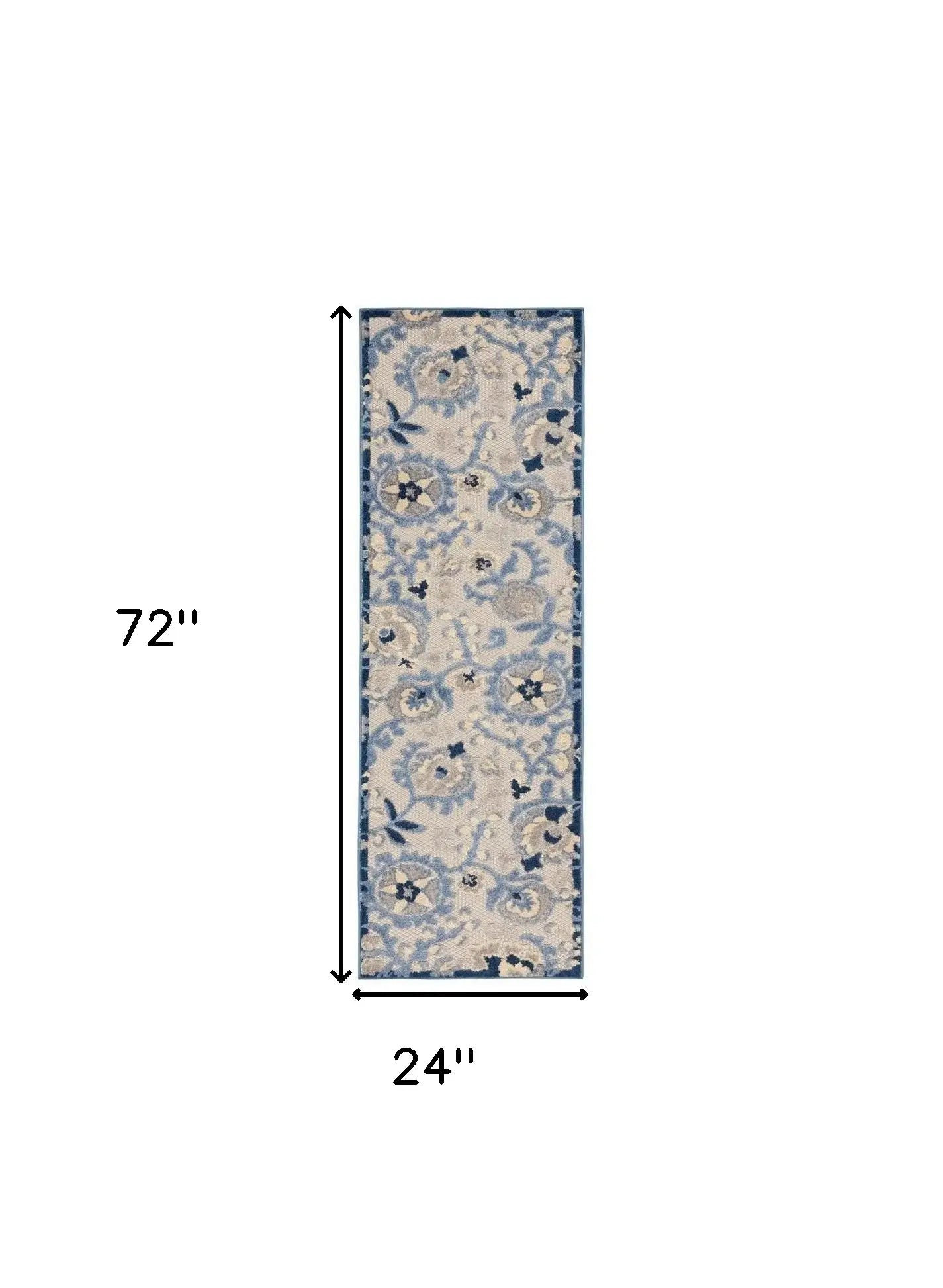 2' X 6' Blue And Grey Toile Non Skid Indoor Outdoor Runner Rug - Homeroots - Flyclothing LLC