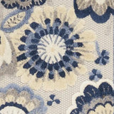 2' X 10' Blue And Grey Floral Non Skid Indoor Outdoor Runner Rug - Homeroots
