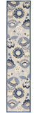 2' X 10' Blue And Grey Floral Non Skid Indoor Outdoor Runner Rug - Homeroots
