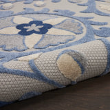 2' X 10' Blue And Grey Floral Non Skid Indoor Outdoor Runner Rug - Homeroots - Flyclothing LLC