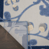 2' X 12' Blue And Grey Floral Non Skid Indoor Outdoor Runner Rug - Homeroots - Flyclothing LLC