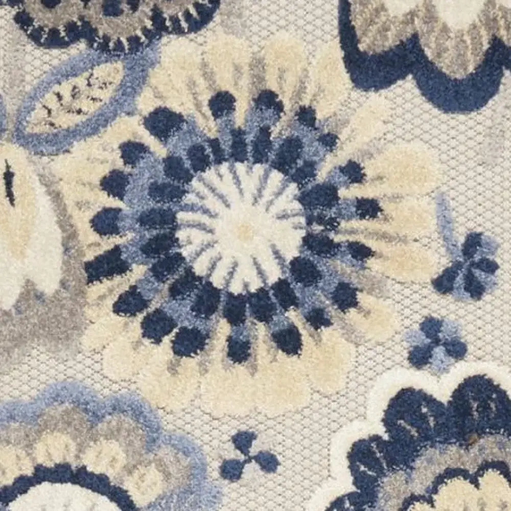 2' X 8' Blue And Grey Toile Non Skid Indoor Outdoor Runner Rug - Homeroots - Flyclothing LLC