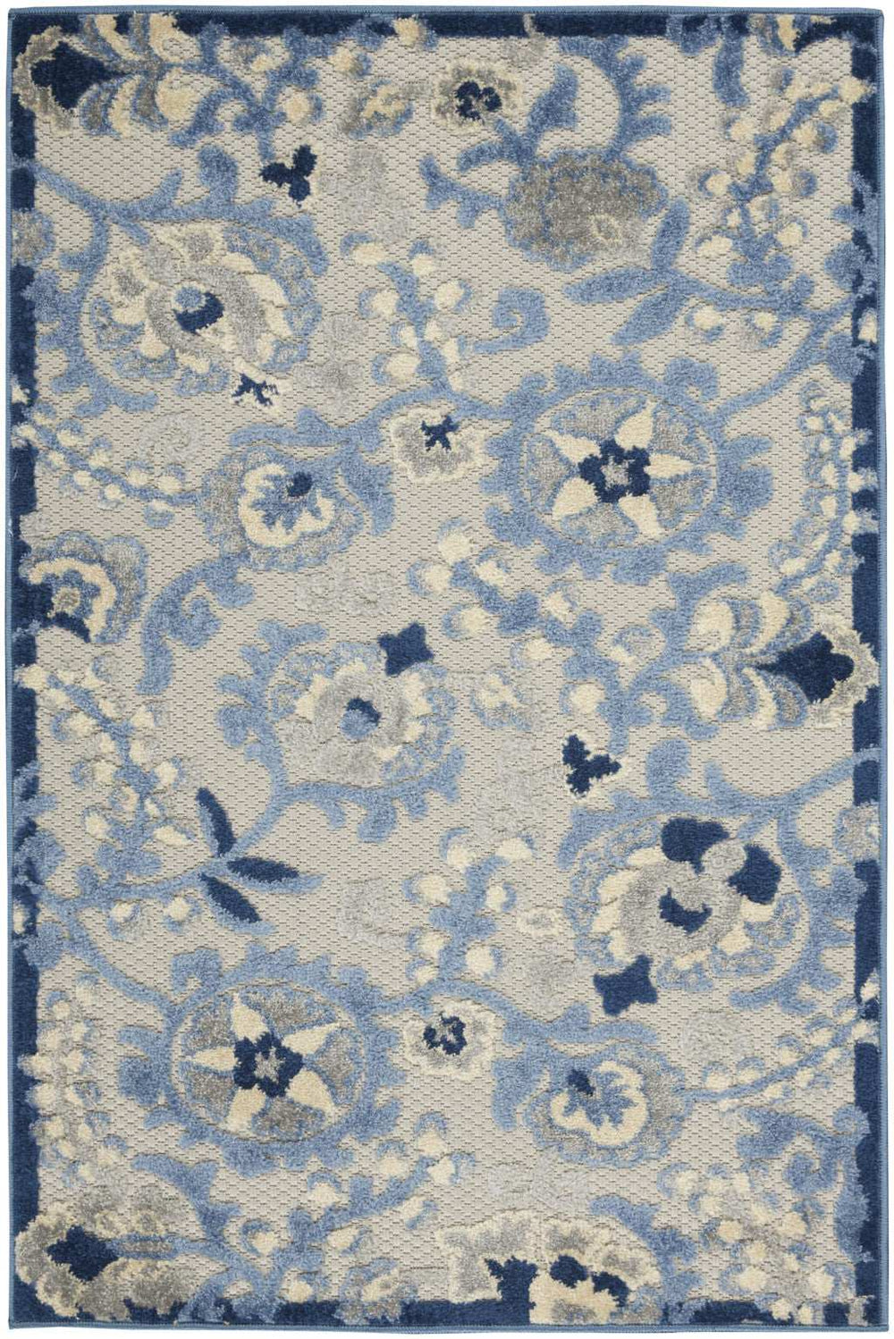 3' X 4' Blue And Grey Toile Non Skid Indoor Outdoor Area Rug - Homeroots - Flyclothing LLC