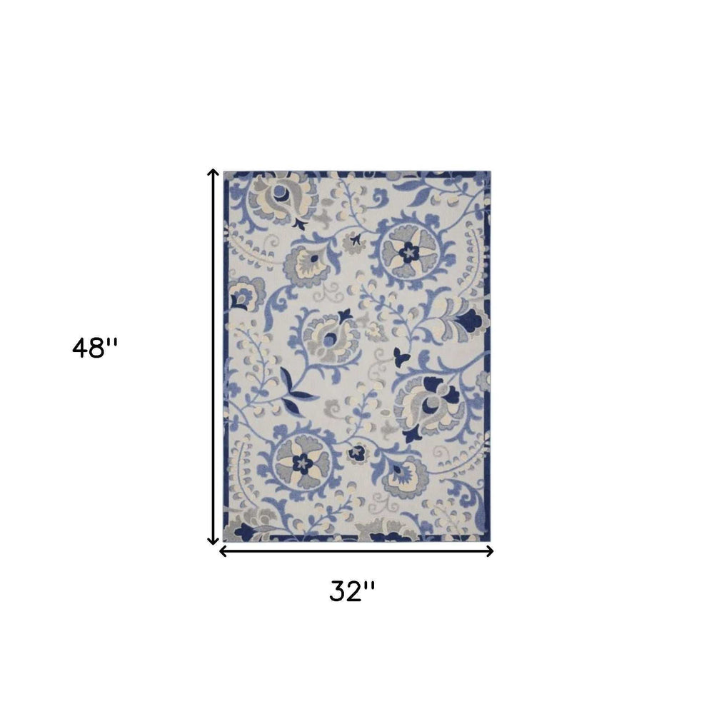 3' X 4' Blue And Grey Toile Non Skid Indoor Outdoor Area Rug - Homeroots - Flyclothing LLC