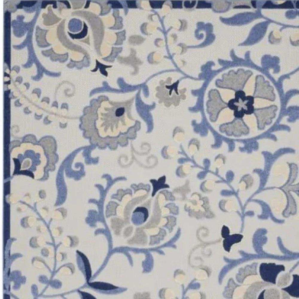 3' X 4' Blue And Grey Toile Non Skid Indoor Outdoor Area Rug - Homeroots - Flyclothing LLC