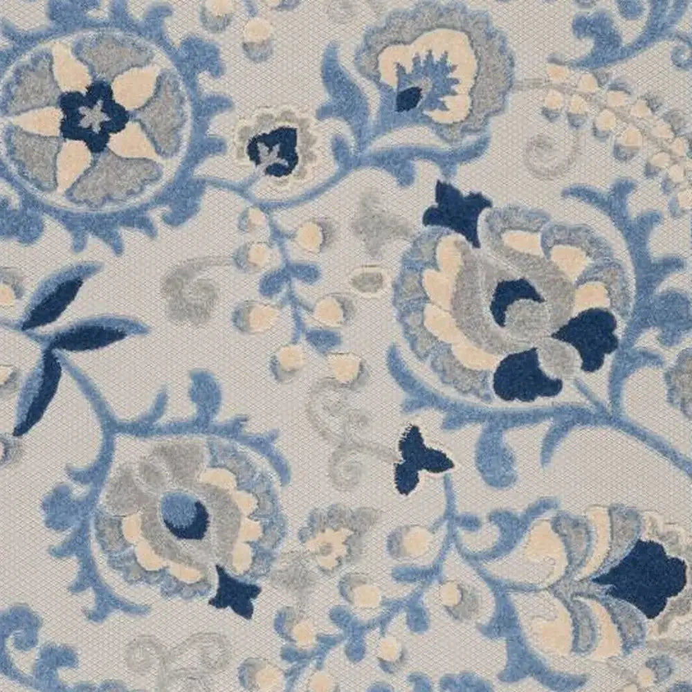 4' X 6' Blue And Grey Toile Non Skid Indoor Outdoor Area Rug - Homeroots - Flyclothing LLC
