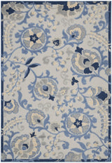 5' X 7' Blue And Grey Toile Non Skid Indoor Outdoor Area Rug - Homeroots - Flyclothing LLC