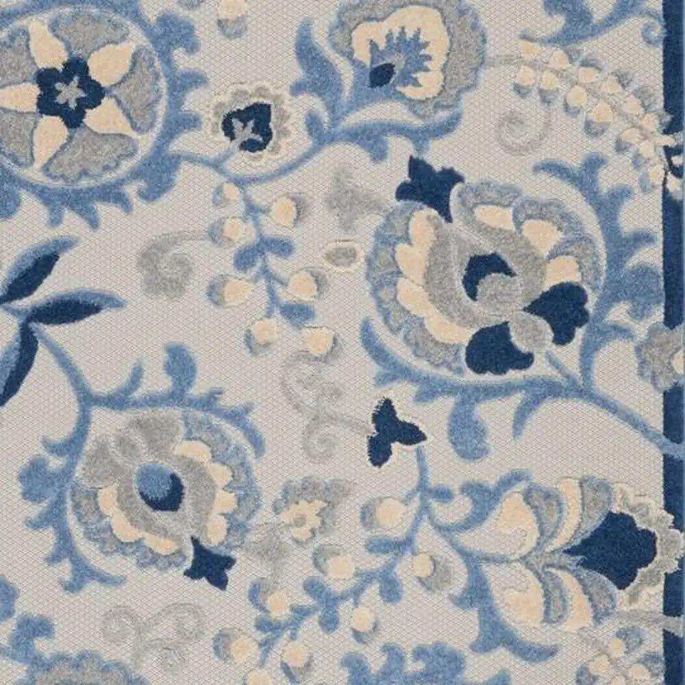 5' X 7' Blue And Grey Toile Non Skid Indoor Outdoor Area Rug - Homeroots - Flyclothing LLC