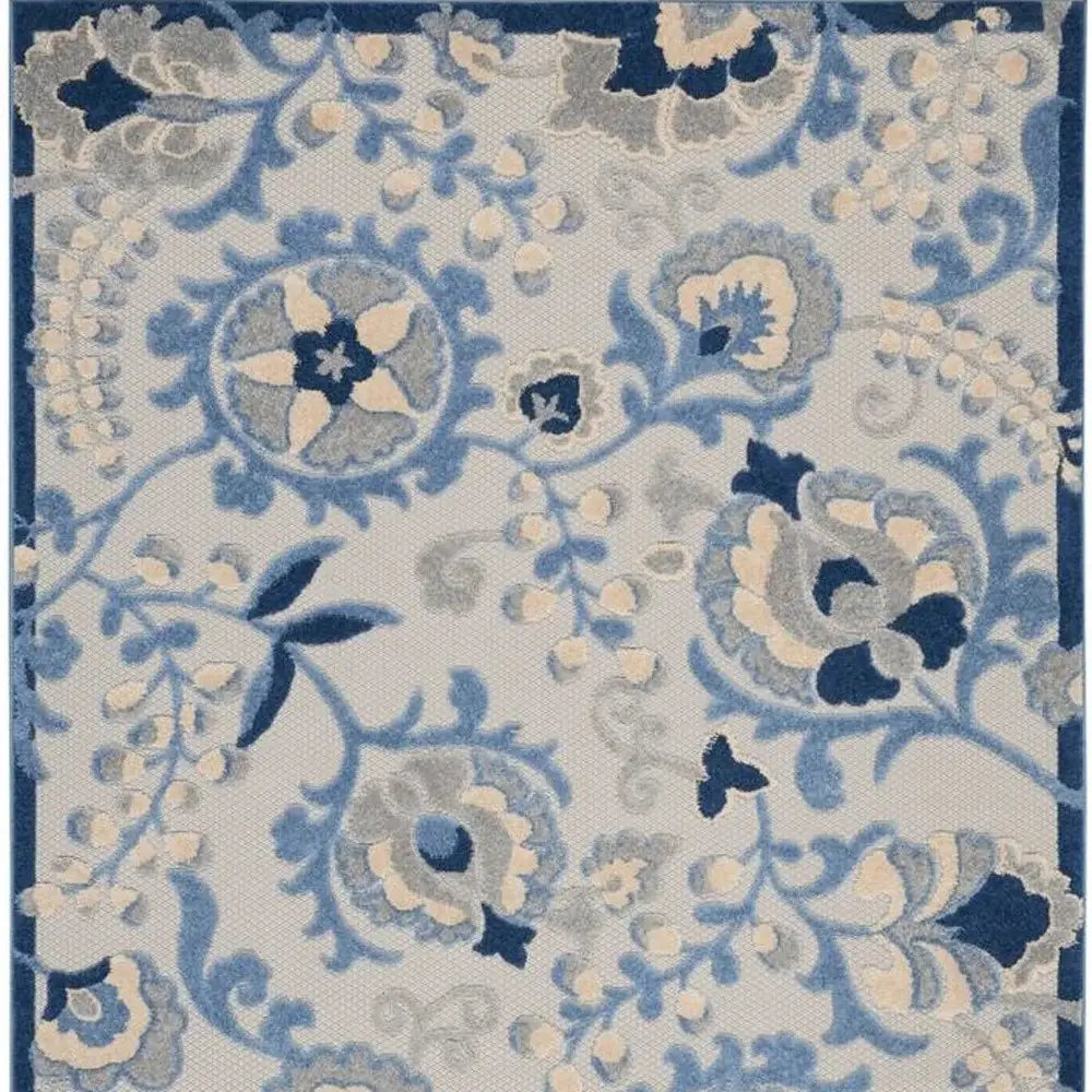 5' X 7' Blue And Grey Toile Non Skid Indoor Outdoor Area Rug - Homeroots - Flyclothing LLC