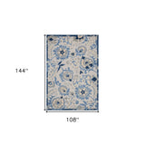 9' X 12' Blue And Grey Toile Non Skid Indoor Outdoor Area Rug - Homeroots - Flyclothing LLC