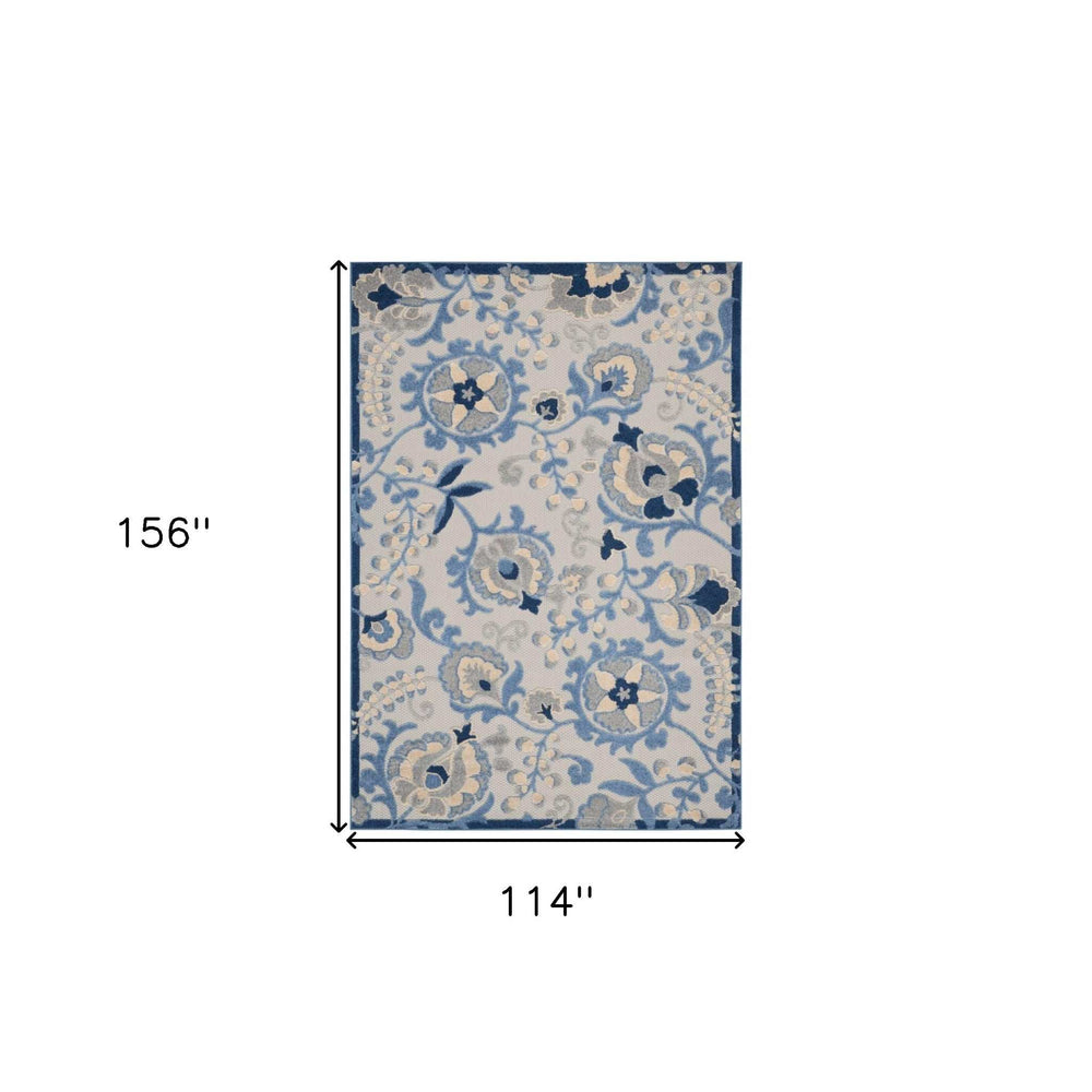 10' X 13' Blue And Grey Toile Non Skid Indoor Outdoor Area Rug - Homeroots - Flyclothing LLC