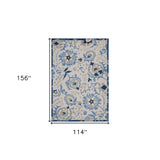 10' X 13' Blue And Grey Toile Non Skid Indoor Outdoor Area Rug - Homeroots - Flyclothing LLC