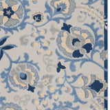10' X 13' Blue And Grey Toile Non Skid Indoor Outdoor Area Rug - Homeroots