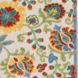 2' X 6' Ivory Green Yellow Floral Non Skid Indoor Outdoor Runner Rug - Homeroots