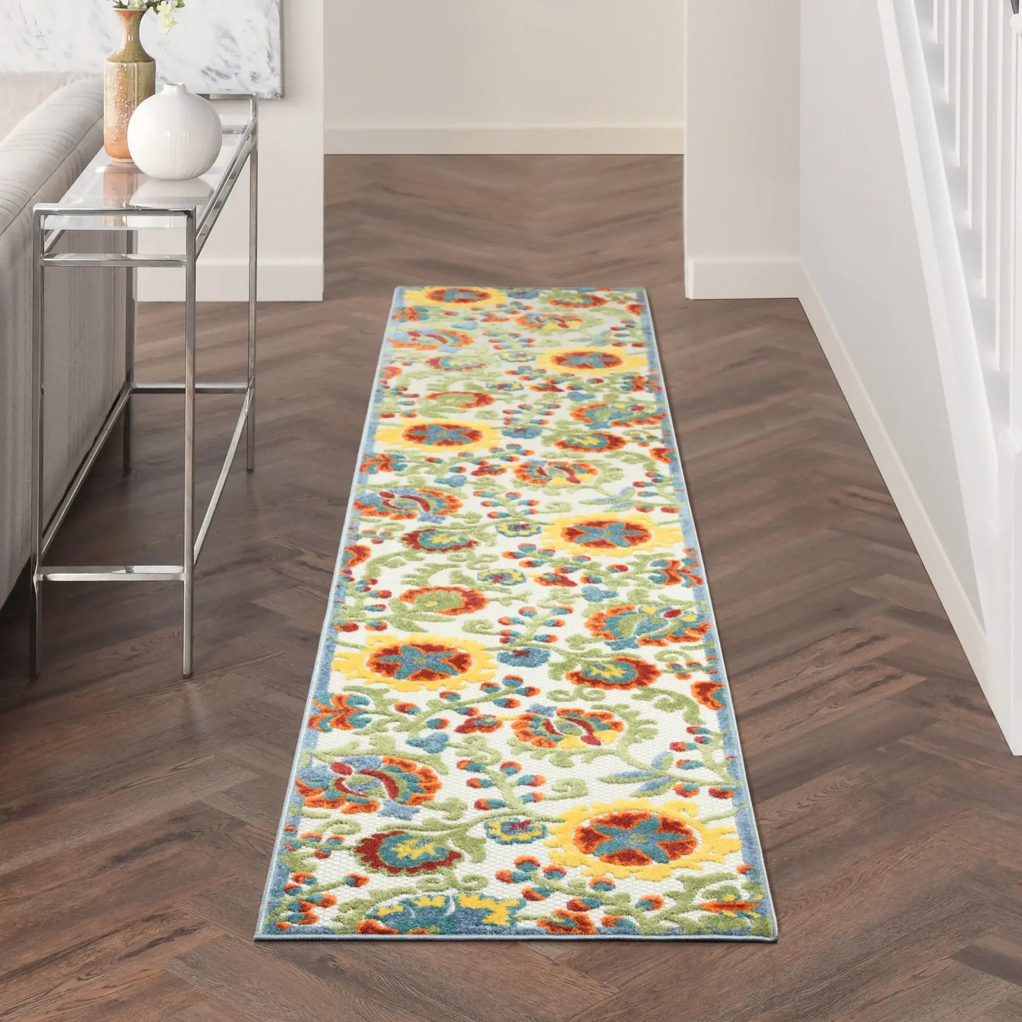 2' X 10' Ivory Toile Non Skid Indoor Outdoor Runner Rug - Homeroots - Flyclothing LLC