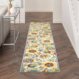 2' X 10' Ivory Toile Non Skid Indoor Outdoor Runner Rug - Homeroots - Flyclothing LLC