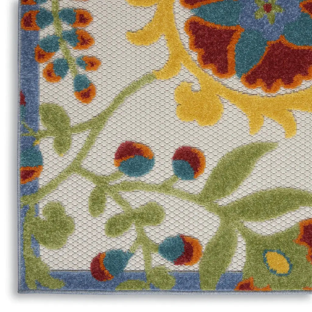 2' X 12' Ivory Toile Non Skid Indoor Outdoor Runner Rug - Homeroots - Flyclothing LLC
