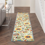 2' X 12' Ivory Toile Non Skid Indoor Outdoor Runner Rug - Homeroots - Flyclothing LLC