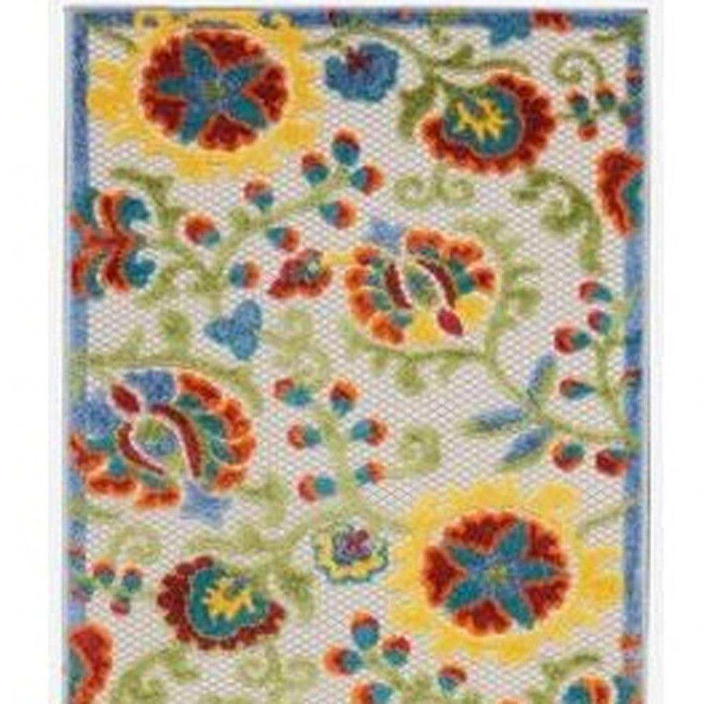 2' X 12' Ivory Toile Non Skid Indoor Outdoor Runner Rug - Homeroots - Flyclothing LLC