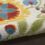 2' X 12' Ivory Toile Non Skid Indoor Outdoor Runner Rug - Homeroots