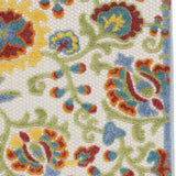 2' X 8' Ivory Toile Non Skid Indoor Outdoor Runner Rug - Homeroots