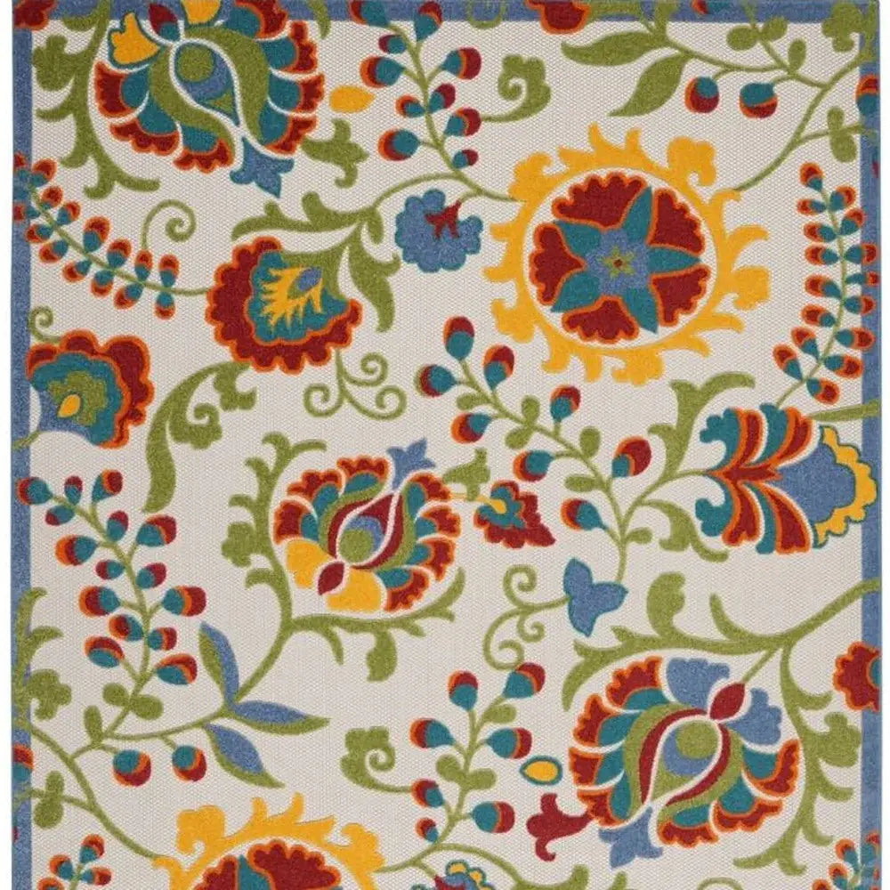 9' X 12' Ivory Toile Non Skid Indoor Outdoor Area Rug - Homeroots - Flyclothing LLC