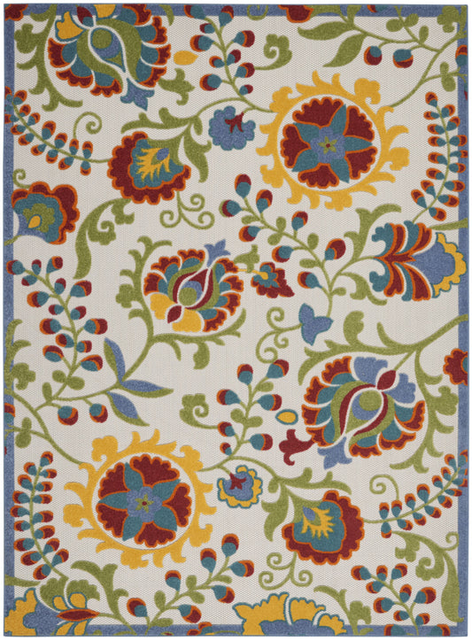 10' X 13' Ivory Toile Non Skid Indoor Outdoor Area Rug