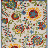 10' X 13' Ivory Toile Non Skid Indoor Outdoor Area Rug