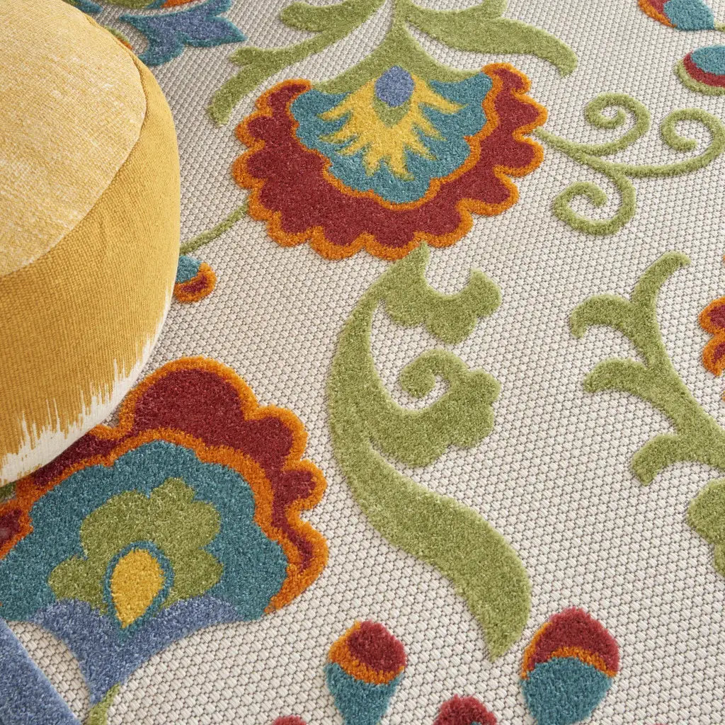 10' X 13' Ivory Toile Non Skid Indoor Outdoor Area Rug - Homeroots - Flyclothing LLC