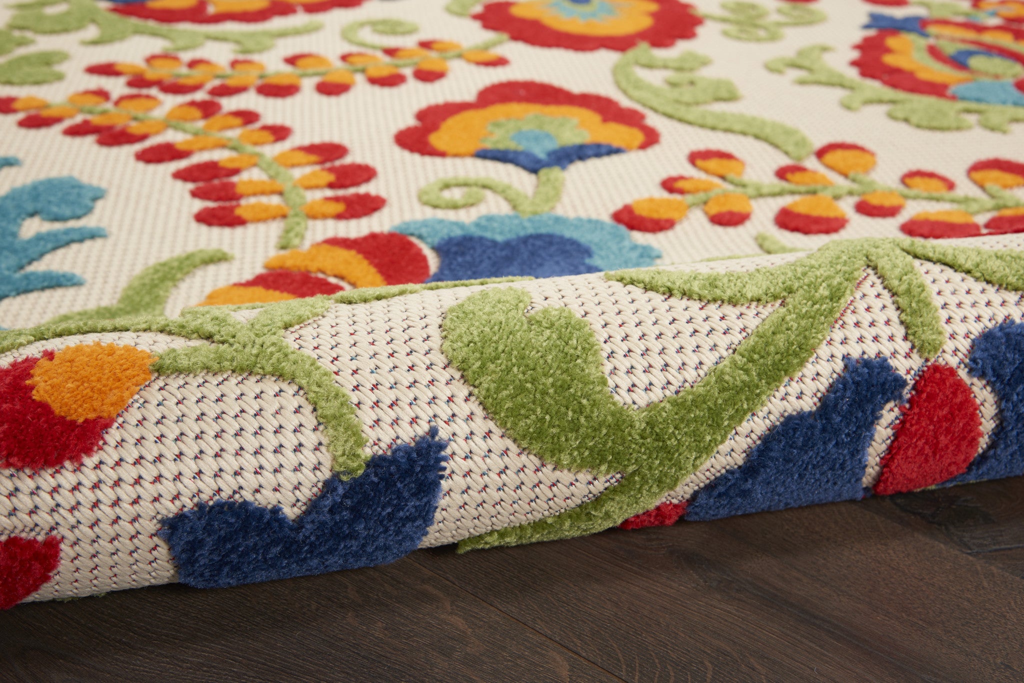 9' X 12' Beige Orange And Red Toile Non Skid Indoor Outdoor Area Rug