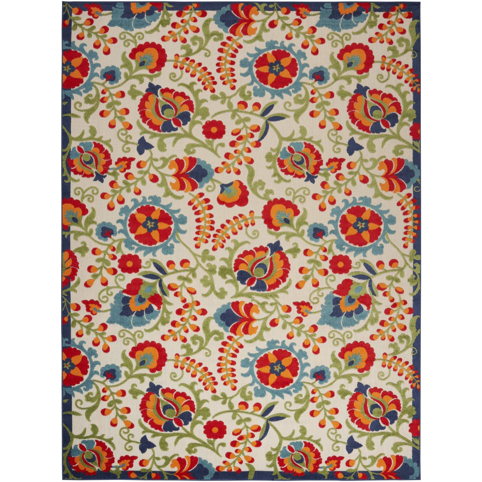 9' X 12' Beige Orange And Red Toile Non Skid Indoor Outdoor Area Rug