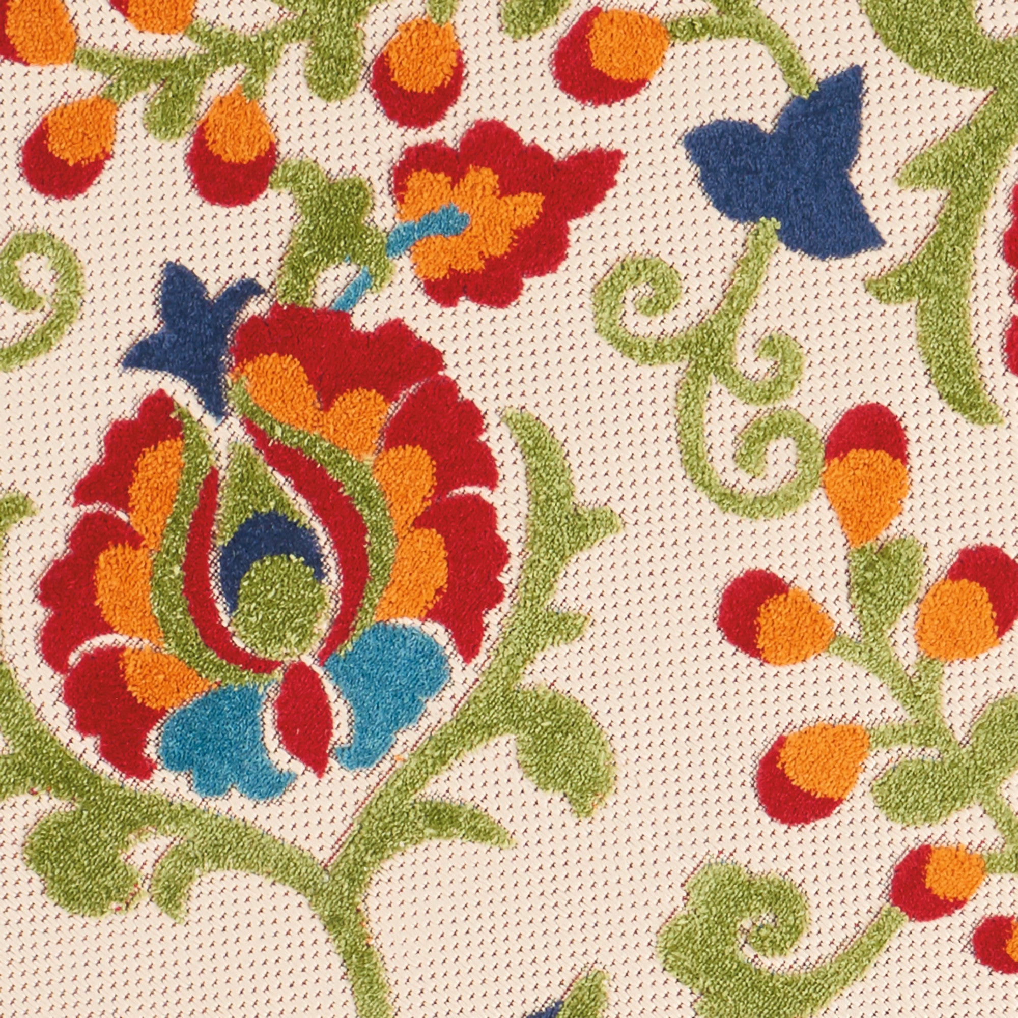 9' X 12' Beige Orange And Red Toile Non Skid Indoor Outdoor Area Rug