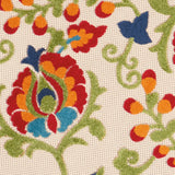 9' X 12' Beige Orange And Red Toile Non Skid Indoor Outdoor Area Rug - Homeroots - Flyclothing LLC