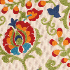 9' X 12' Beige Orange And Red Toile Non Skid Indoor Outdoor Area Rug