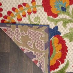 10' X 13' Beige Orange And Red Toile Non Skid Indoor Outdoor Area Rug