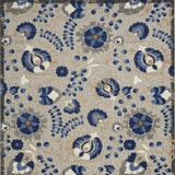 10' X 13' Natural And Blue Toile Non Skid Indoor Outdoor Area Rug - Homeroots
